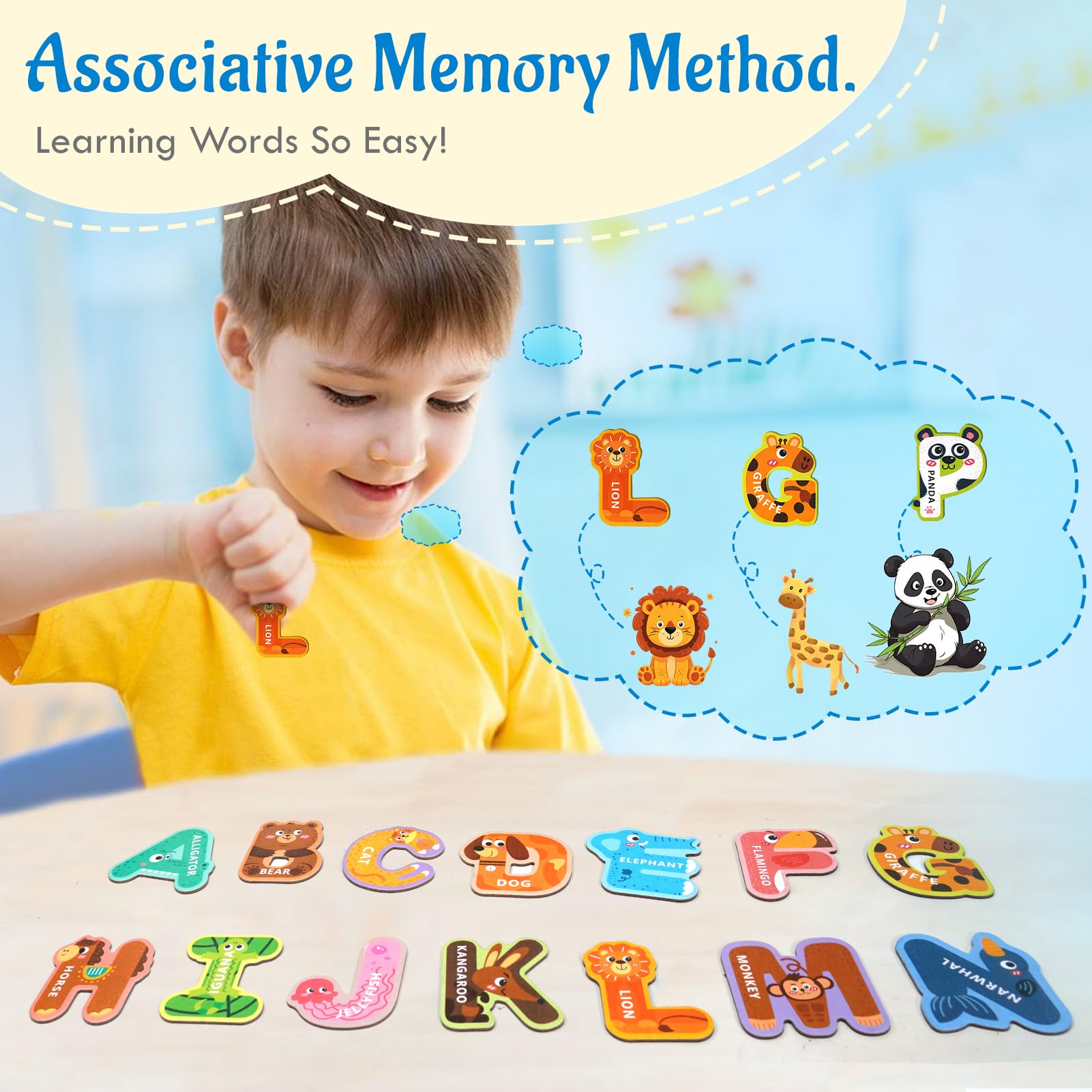 Soarly Elephant letter magnet promotes word building and fine motor skills.