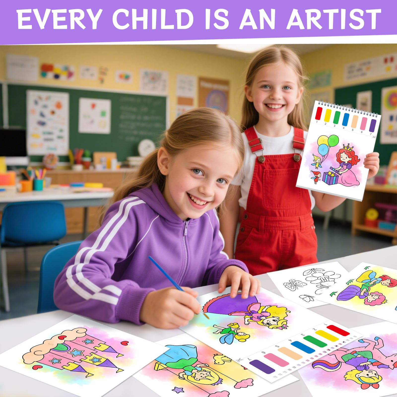 Socoler Paint with Water color palette on paper supports simple color blending