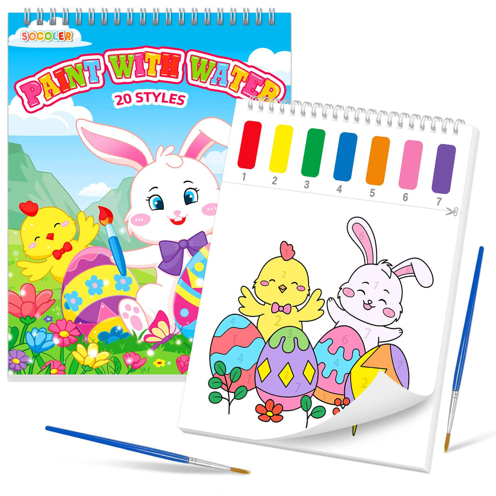 SOCOLER Paint with Water Easter book cover showing inviting, mess free painting for toddlers