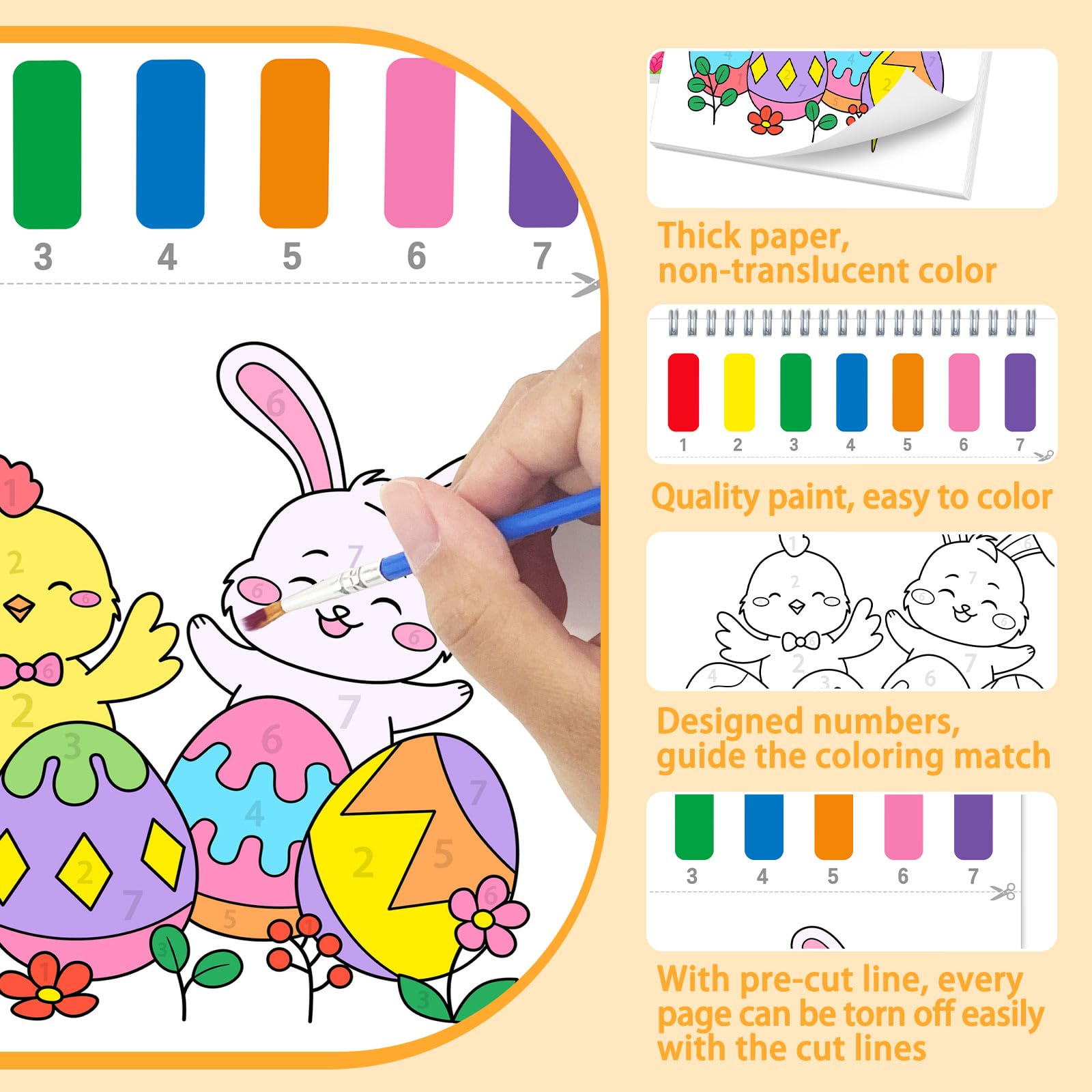 SOCOLER Paint with Water Easter pages artwork illustrating festive scenes and color play