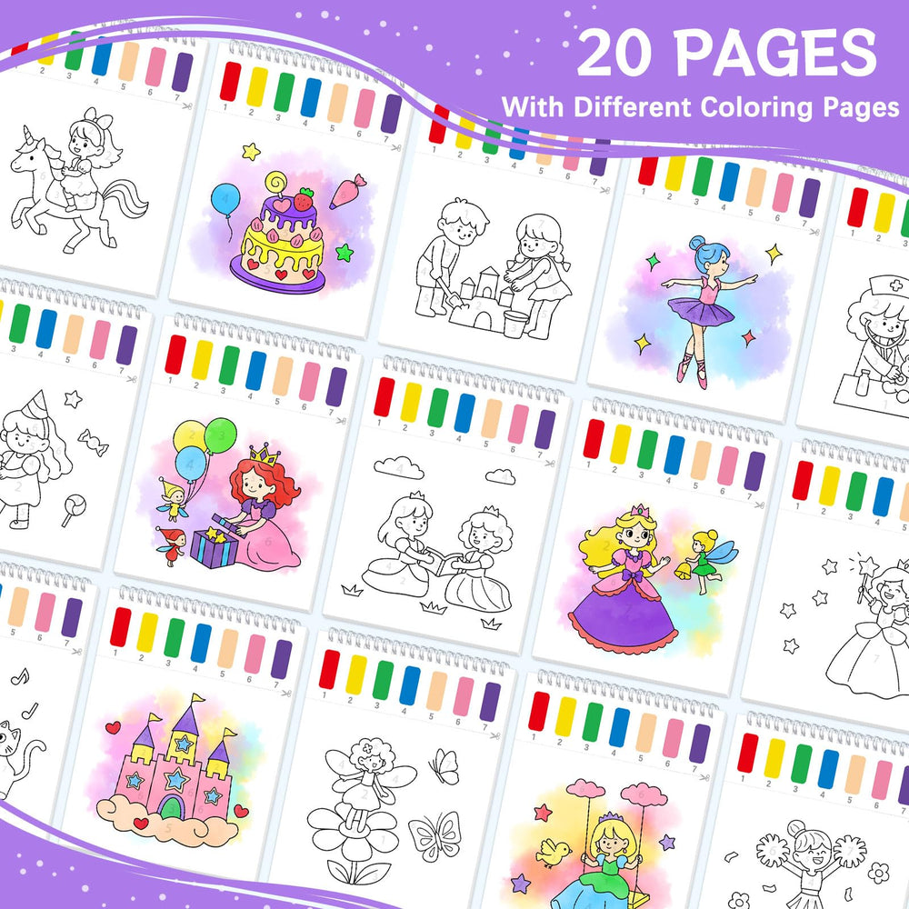 Socoler Paint with Water Princess page detail illustrating guided color matching