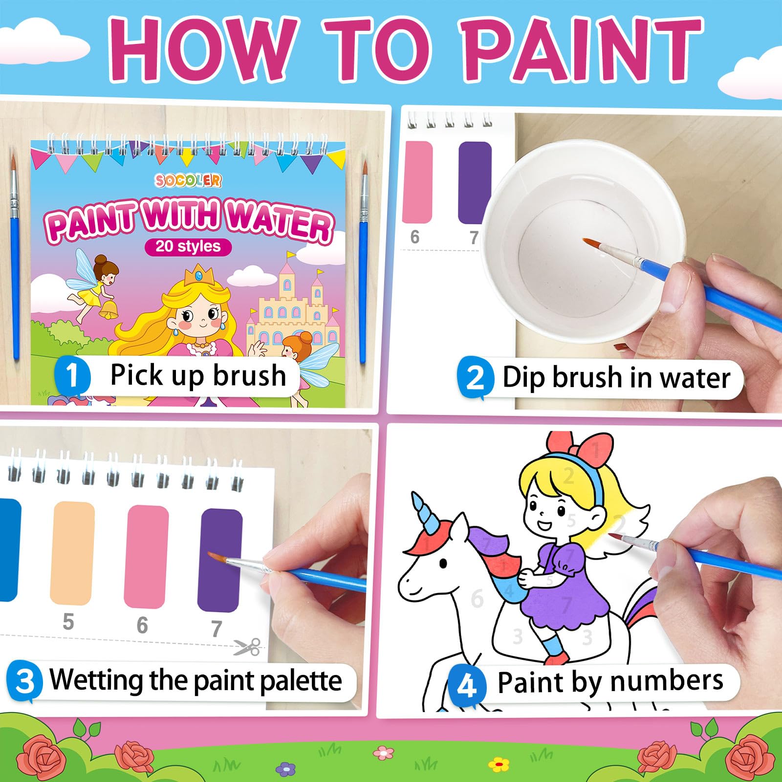 Socoler Paint with Water two brushes in pack for mess-free painting