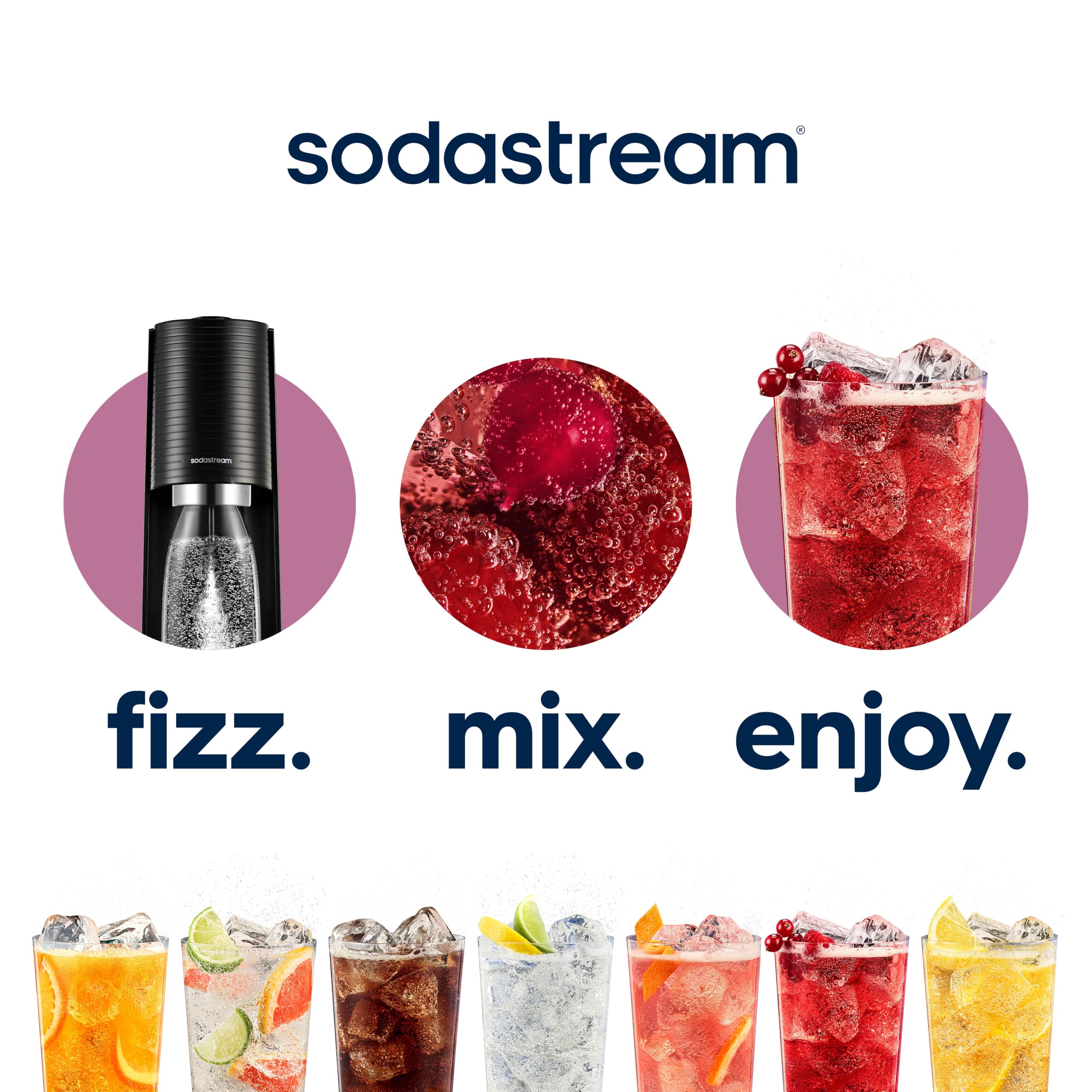 SodaStream MTN Dew Code Red glass with sparkling water showcasing vibrant fizz
