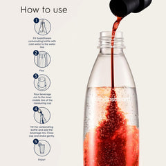 SodaStream MTN Dew Code Red pouring into sparkling water reveals bold cherry notes