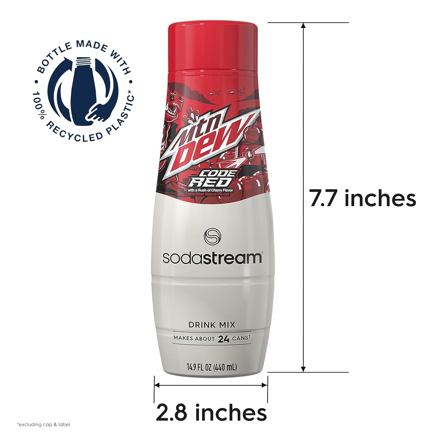 SodaStream MTN Dew Code Red serving size illustration for accuracy