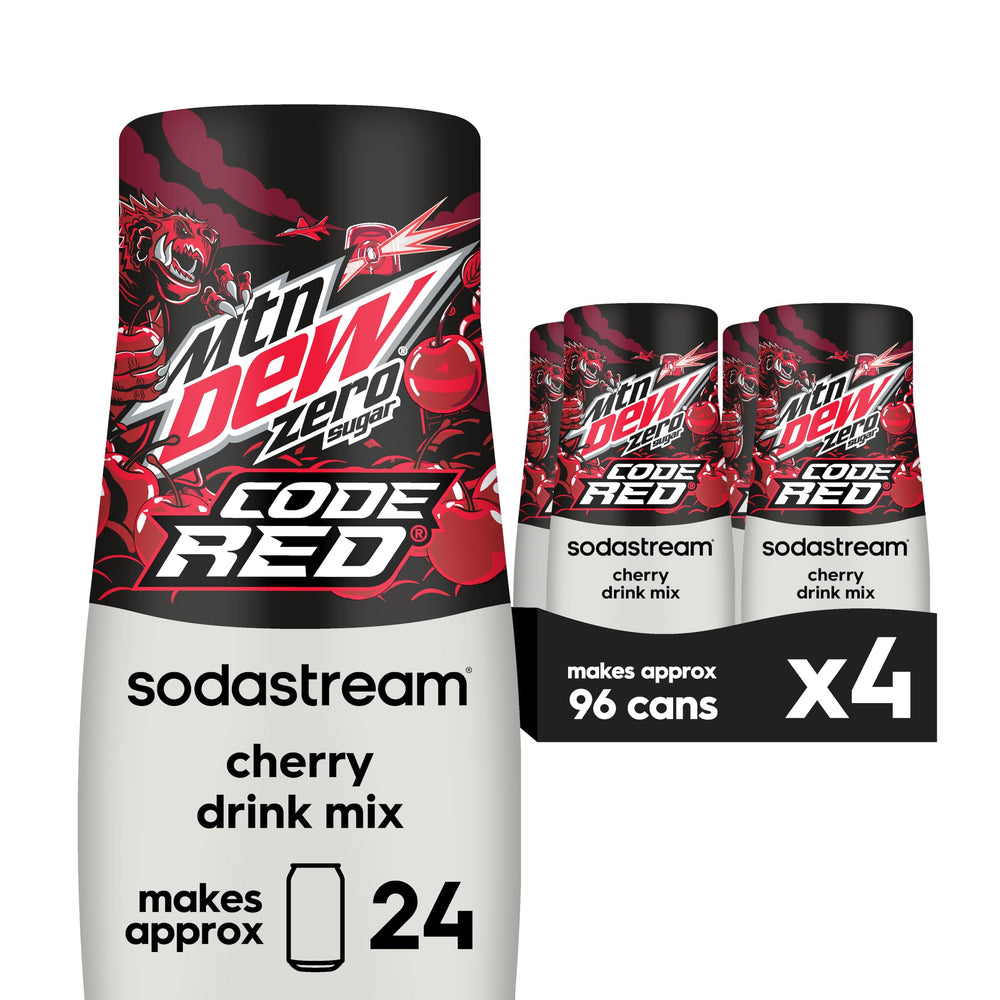 SodaStream MTN Dew Code Red Zero Sugar pack ready for use