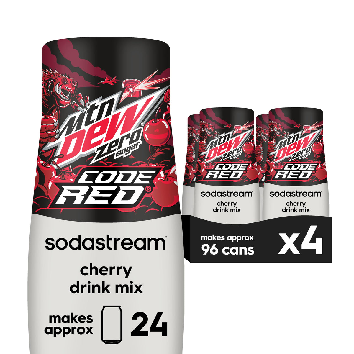 SodaStream MTN Dew Code Red Zero Sugar pack ready for use