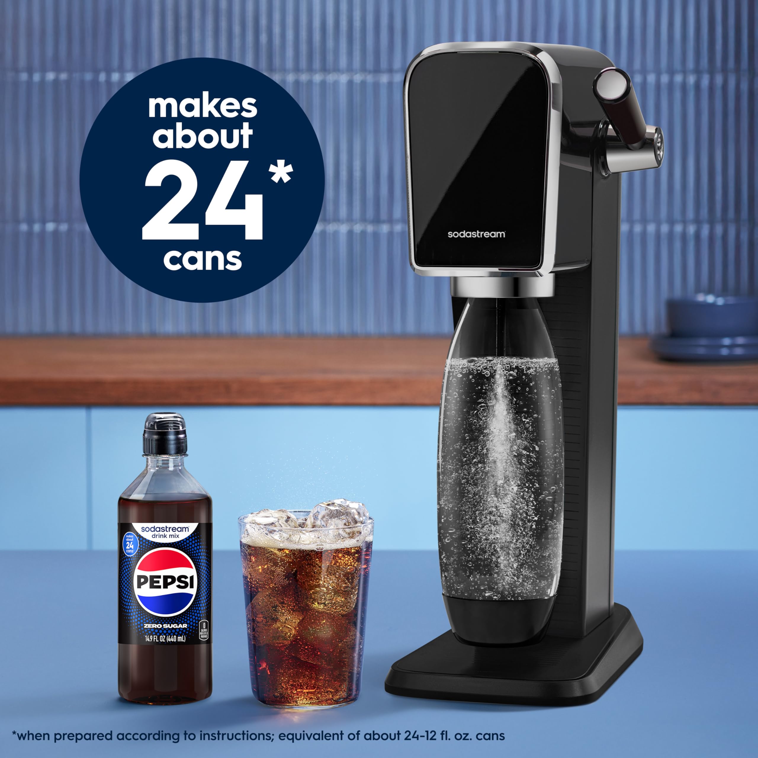 SodaStream Pepsi Zero Sugar 4x14.9oz bottles stacked for easy home stock