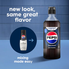 SodaStream Pepsi Zero Sugar drink mix 4-pack label close-up for convenient at-home mixing
