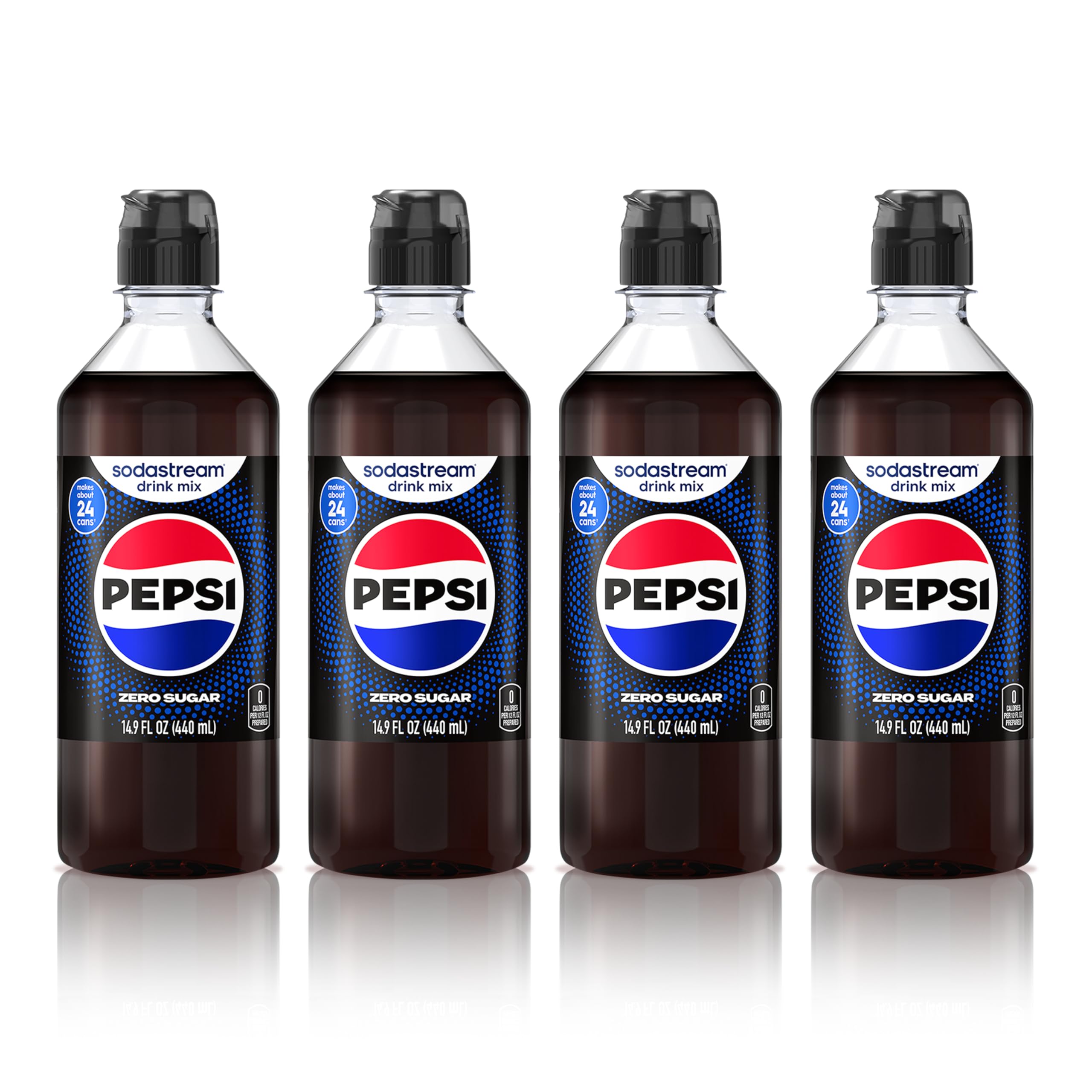 SodaStream Pepsi Zero Sugar new pour bottle front view for at-home mix