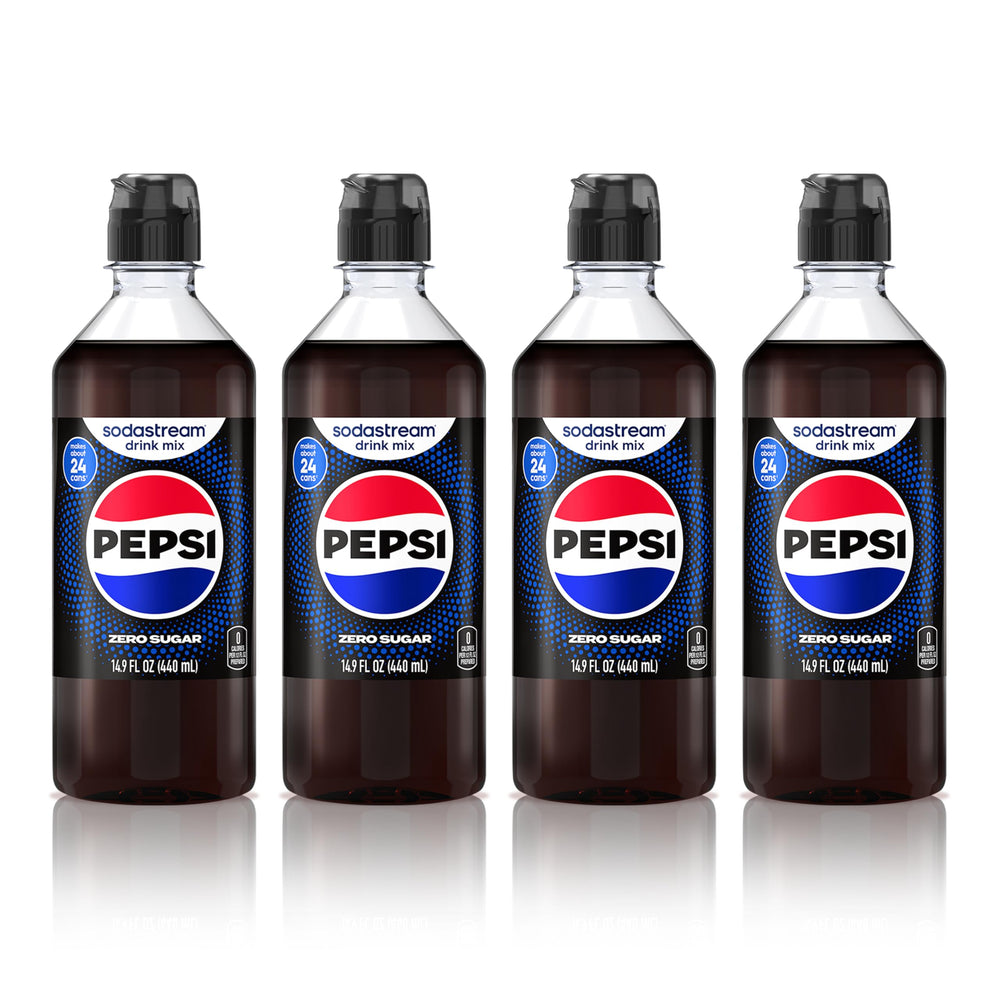 SodaStream Pepsi Zero Sugar new pour bottle front view for at-home mix