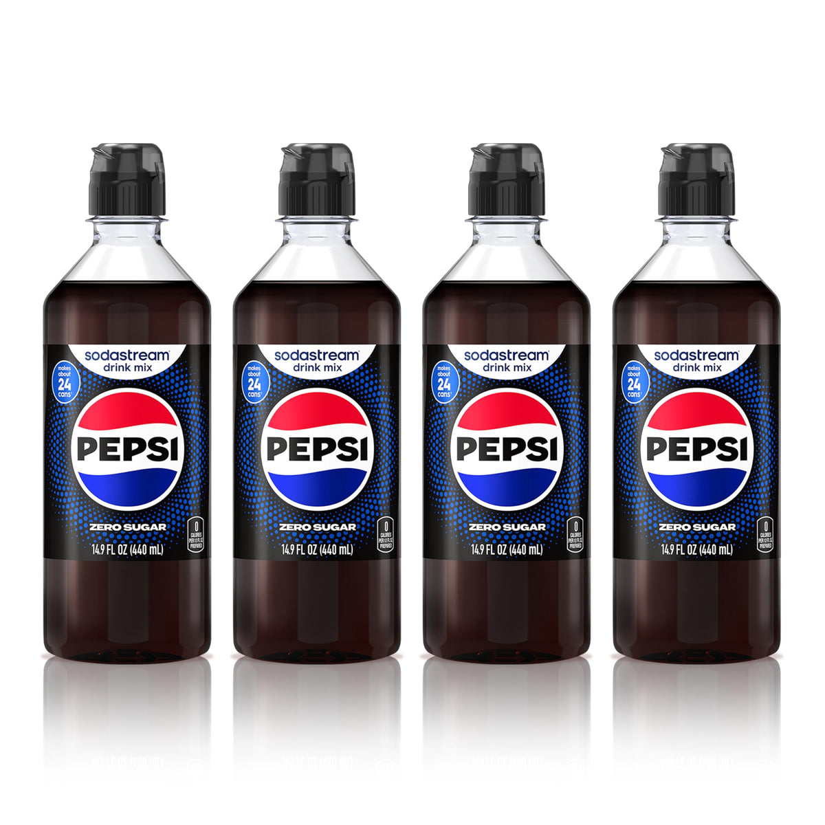 SodaStream Pepsi Zero Sugar new pour bottle front view for at-home mix
