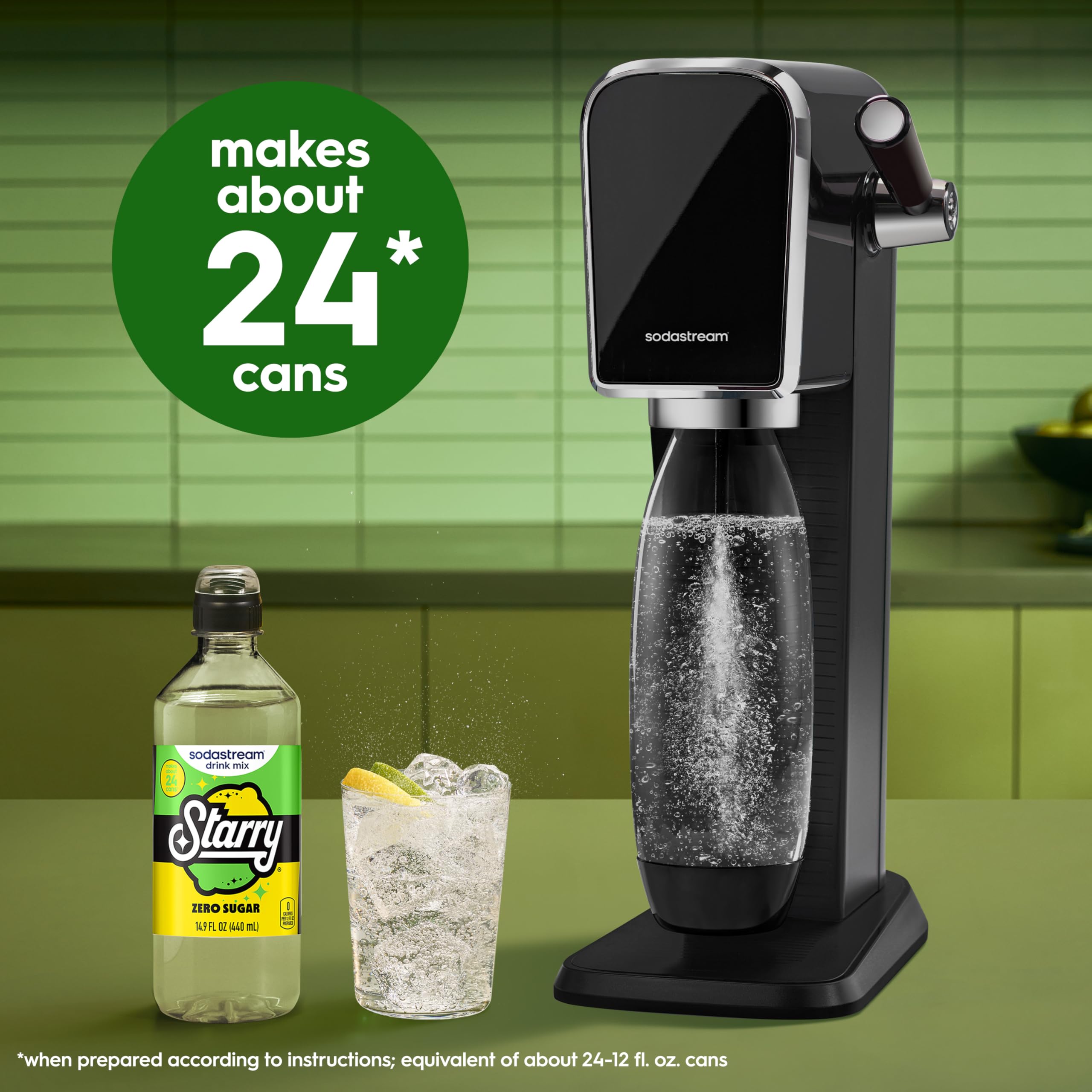 Close-up of Starry Zero fizzing in a Sodastream bottle