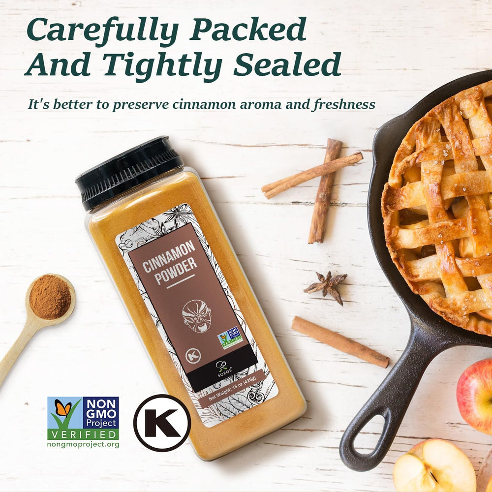 Soeos cinnamon powder perfect for baking cookies, cakes, and cozy pastries.