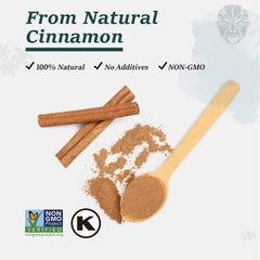 Soeos cinnamon powder enhances coffee and hot drinks with inviting warmth.