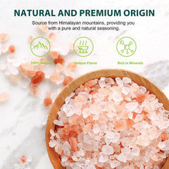 Soeos Coarse Pink Salt being poured, enhances flavor with mineral notes.