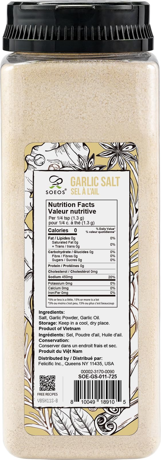 Soeos Garlic Salt crystals close-up highlight texture for gourmet seasoning
