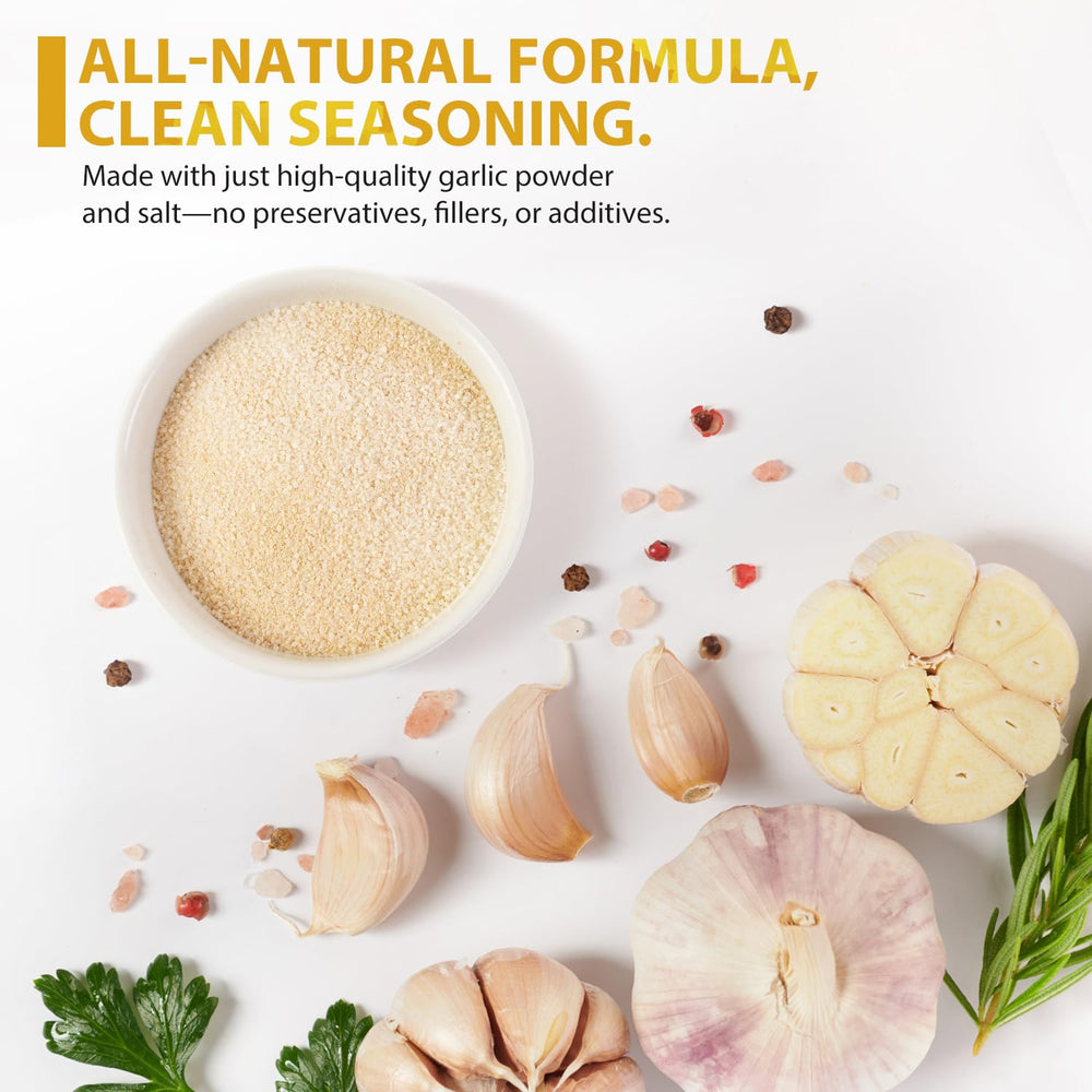 Soeos Garlic Salt label emphasizes kosher certification and quality