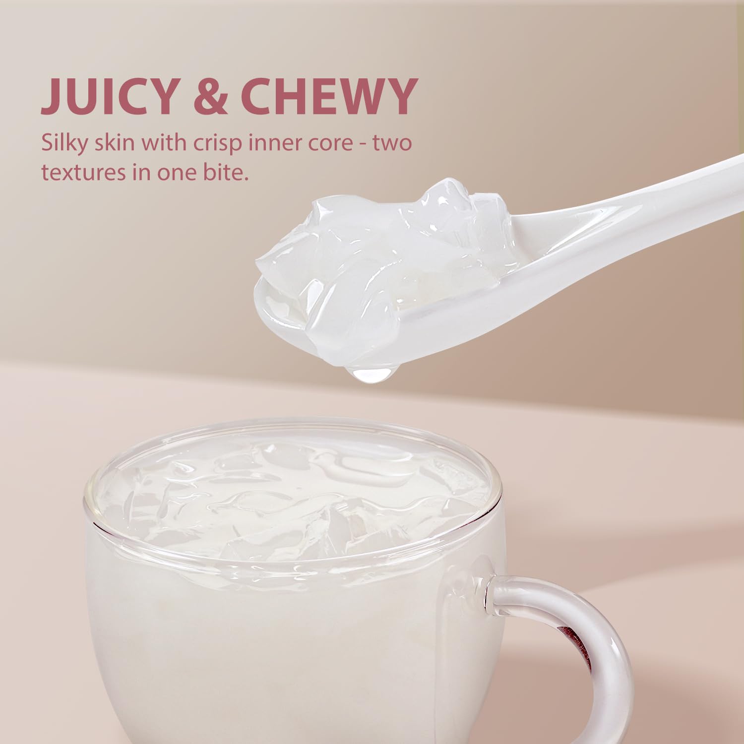 Soeos Lychee Coconut Jelly Strips as a tropical dessert topping for treats
