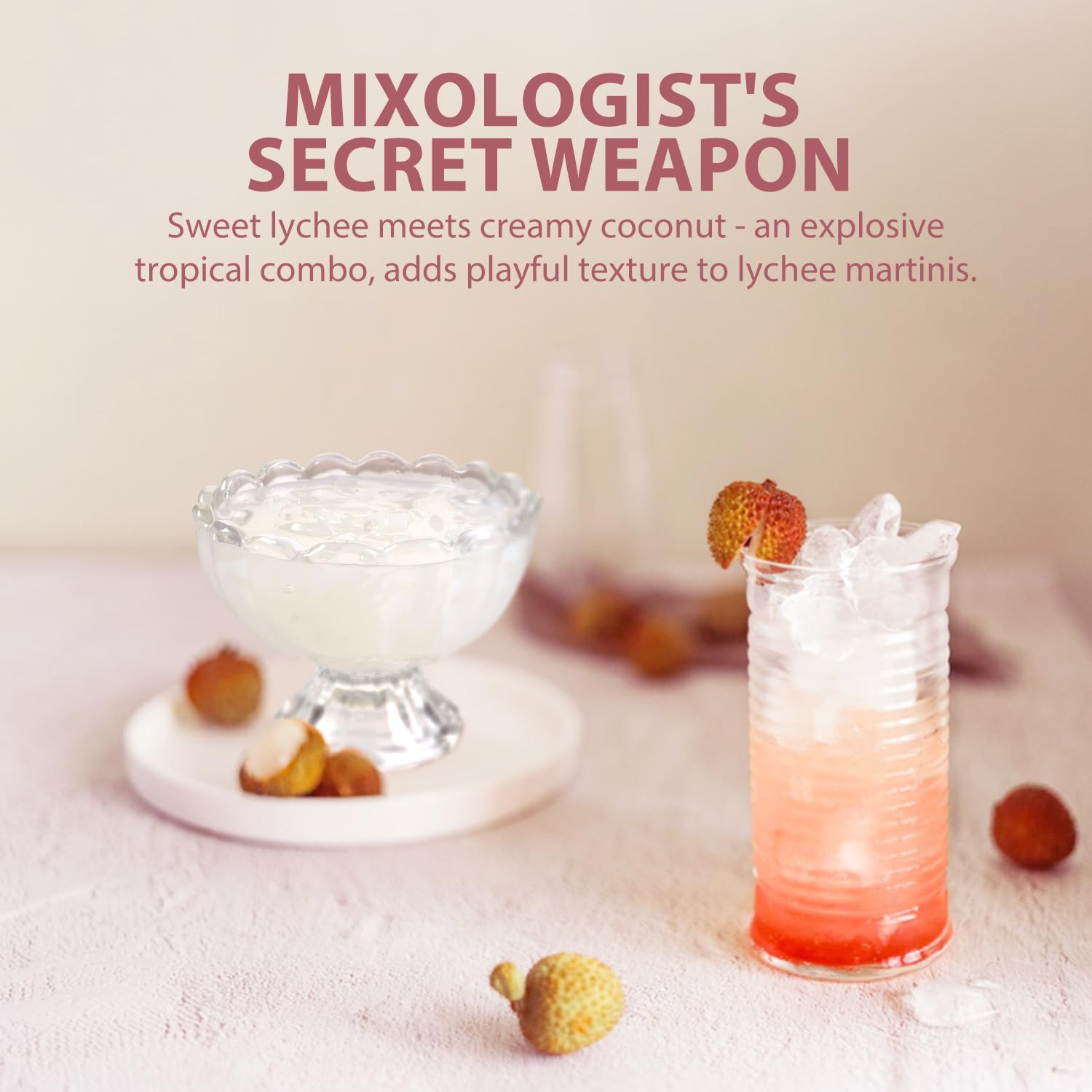 Soeos Lychee Coconut Jelly Strips cubes added to ice cream for texture