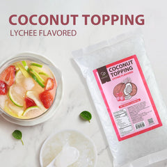 Soeos Lychee Coconut Jelly Strips in a bowl ideal for boba tea