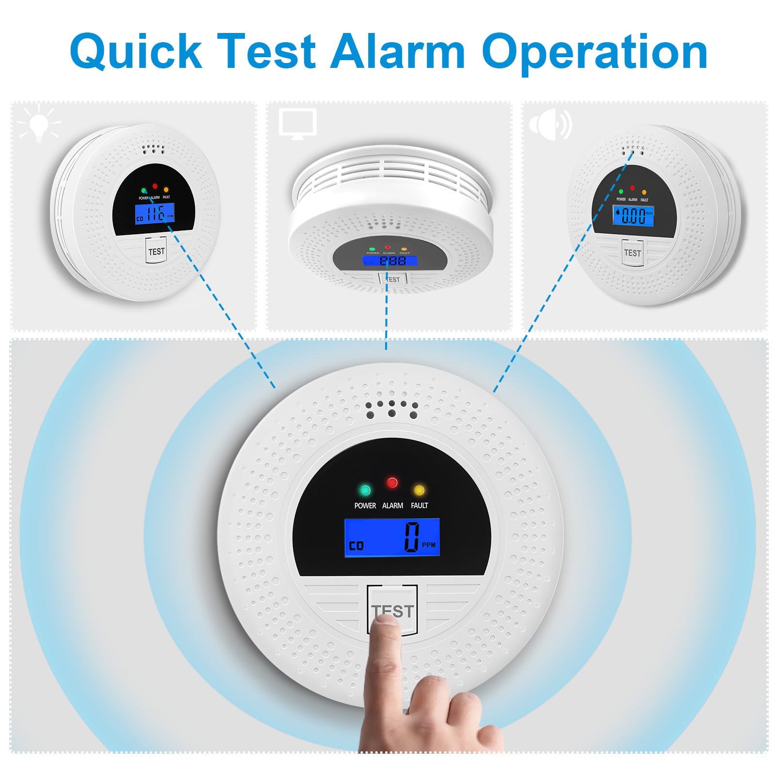 Soewolit 2-pack low battery chirp alerts you to replace batteries.