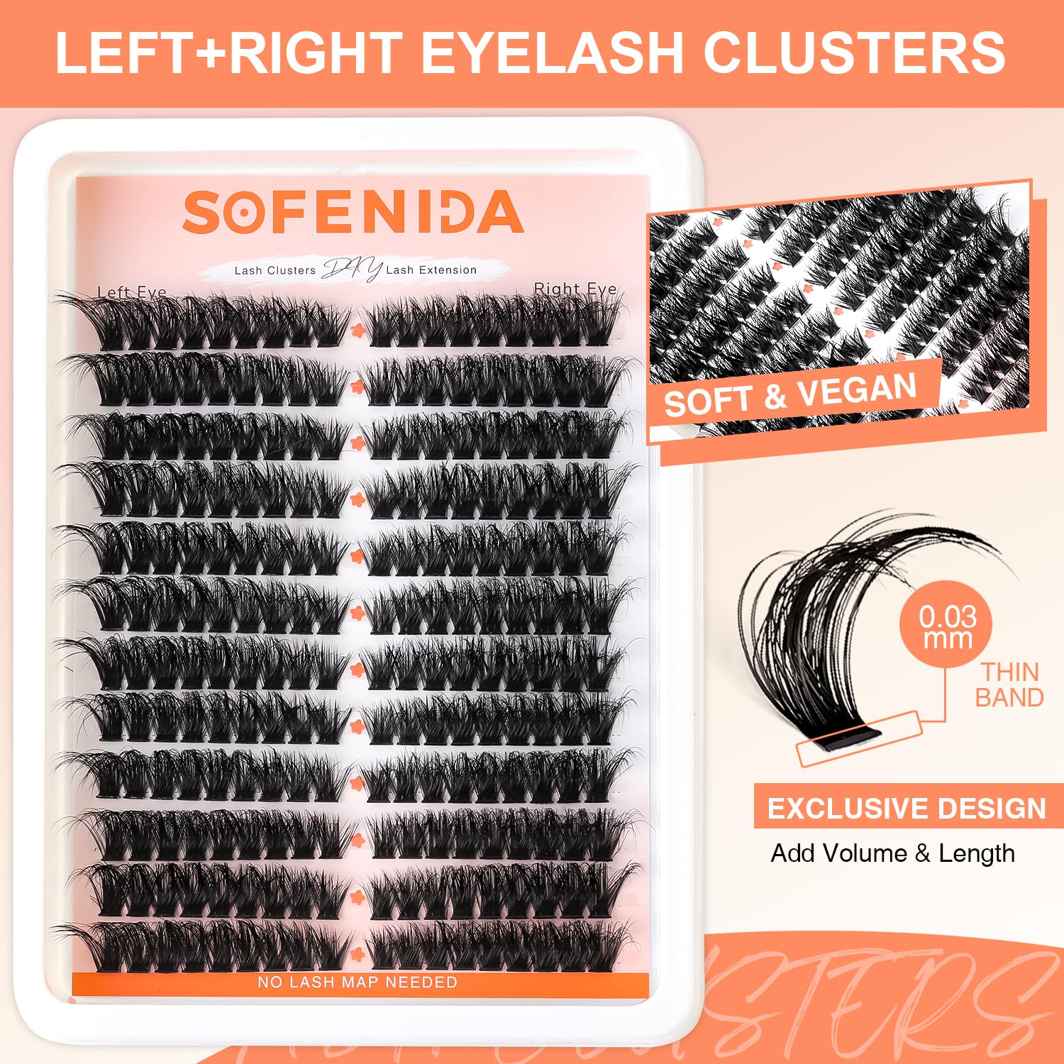 SOFENIDA Lash Clusters reusable up to 3-5 times with proper care.