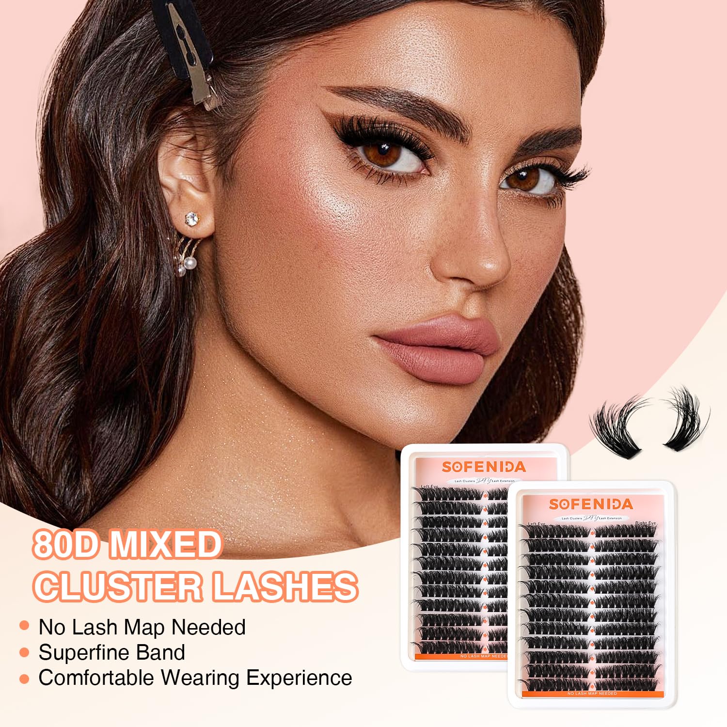 SOFENIDA Lash Clusters wispy texture offers lightweight comfort all day.