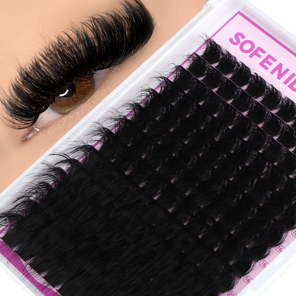 SOFENIDA Lash Clusters 300D dense volume close-up for dramatic eyes