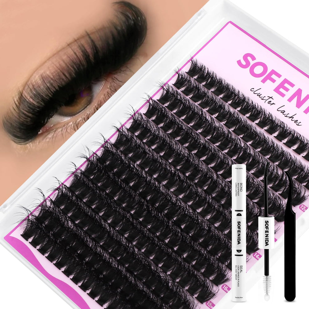 SOFENIDA lash clusters kit 80D packaging image highlights premium quality and ease of use