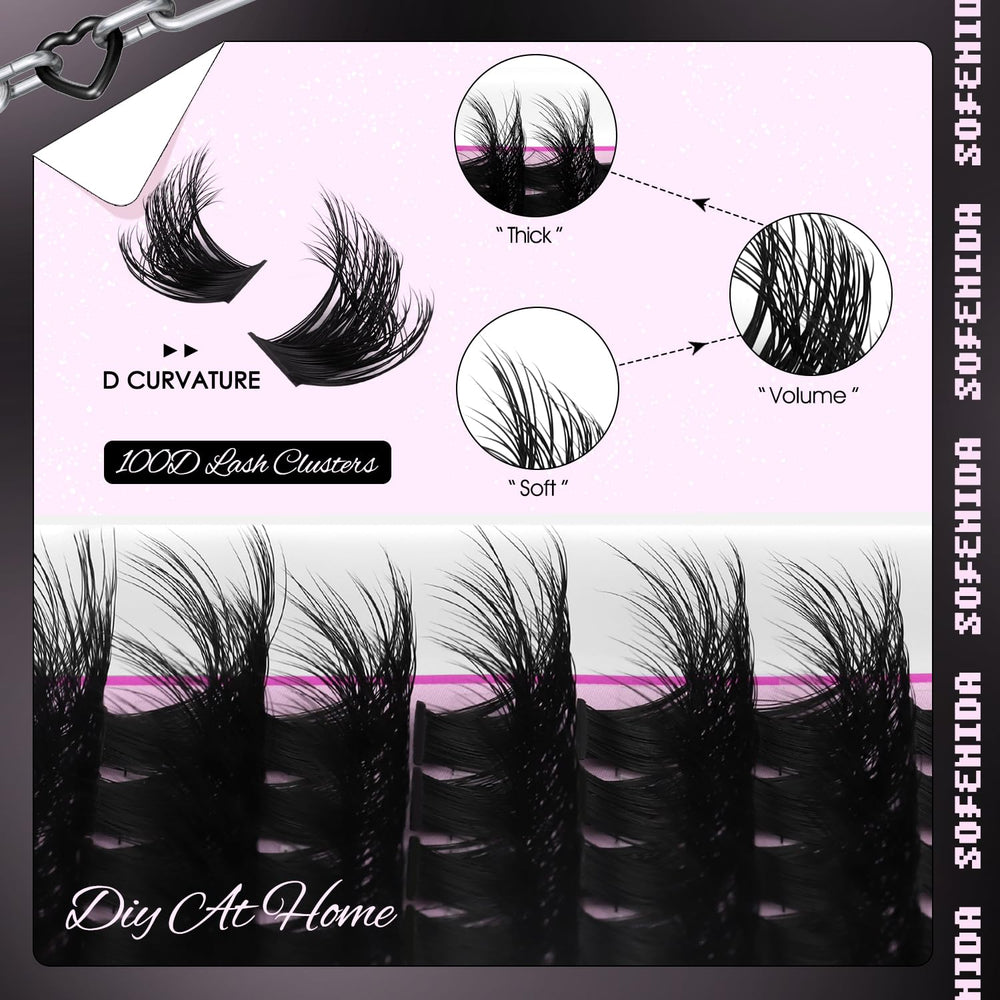 SOFENIDA lash clusters with D curvature for natural yet dramatic lash line.