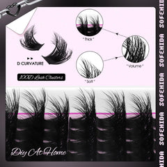 SOFENIDA lash clusters with D curvature for natural yet dramatic lash line.