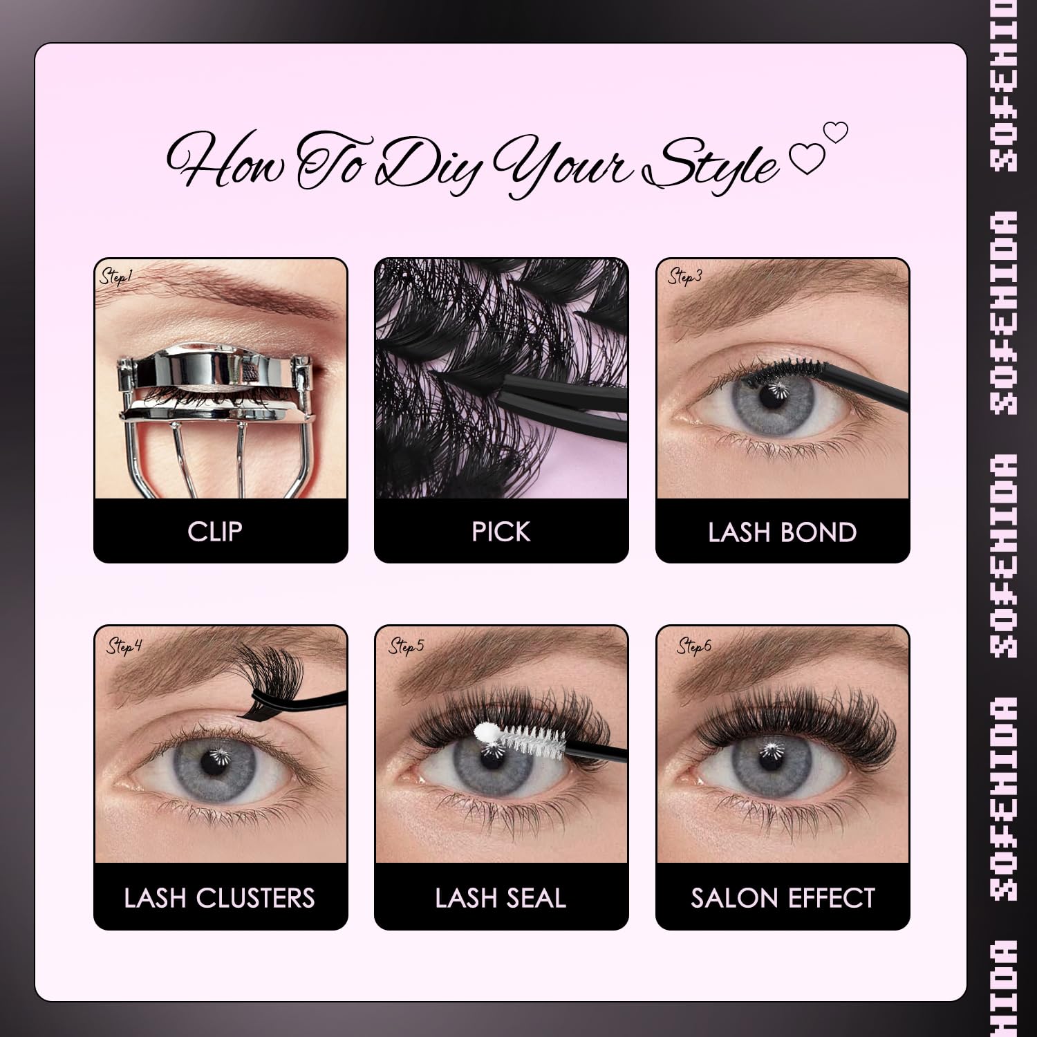 SOFENIDA reusable lash clusters suitable for multiple applications.
