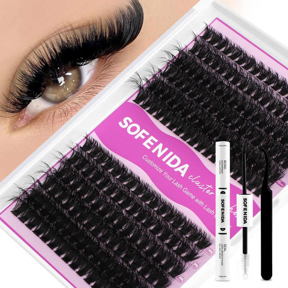 SOFENIDA thick lash clusters 60D-80D deliver dramatic, lightweight volume.