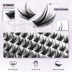 SOFENIDA wispy lashes close-up showing natural, lightweight clusters for everyday glamour