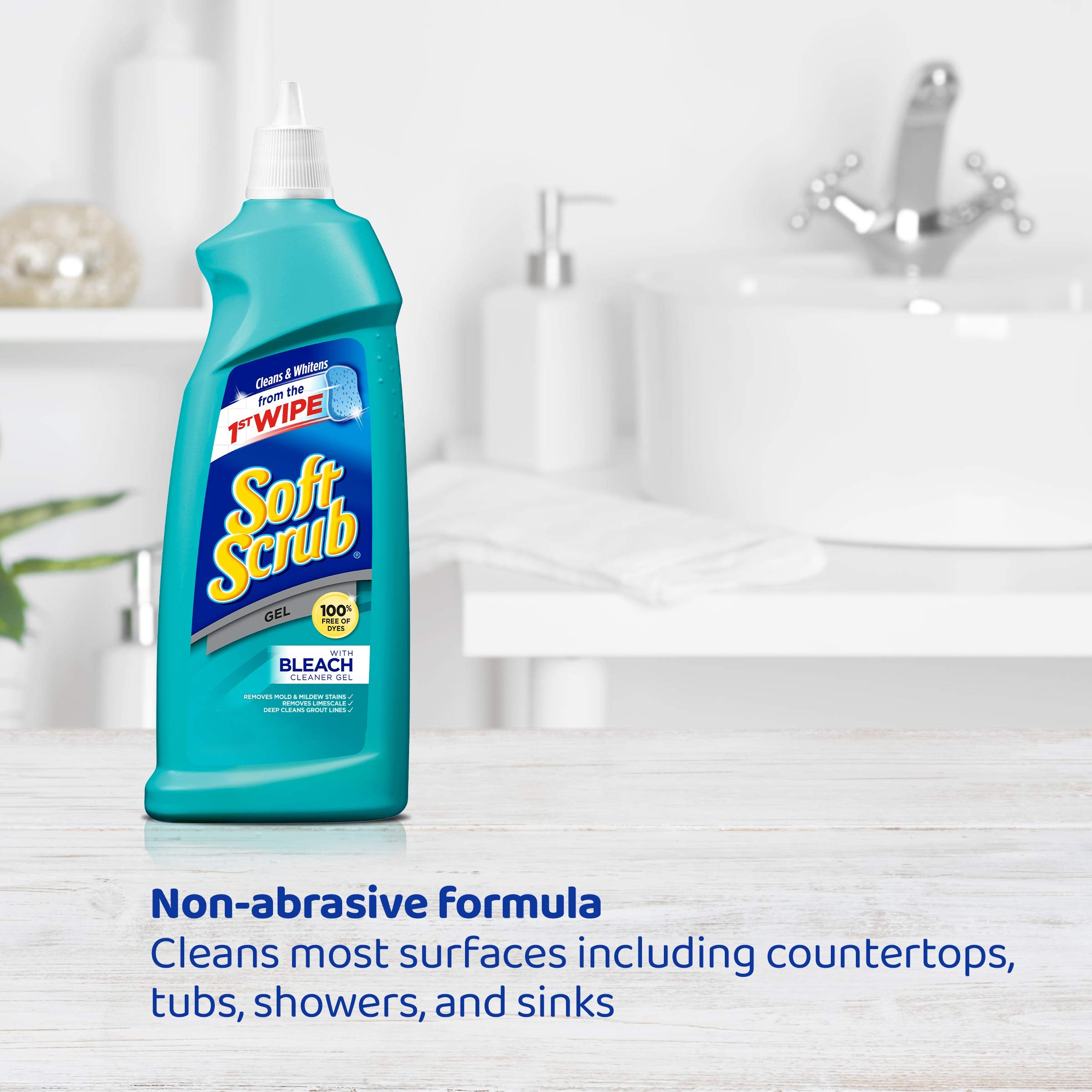 Grout refreshed by Soft Scrub Gel with Bleach Cleaner