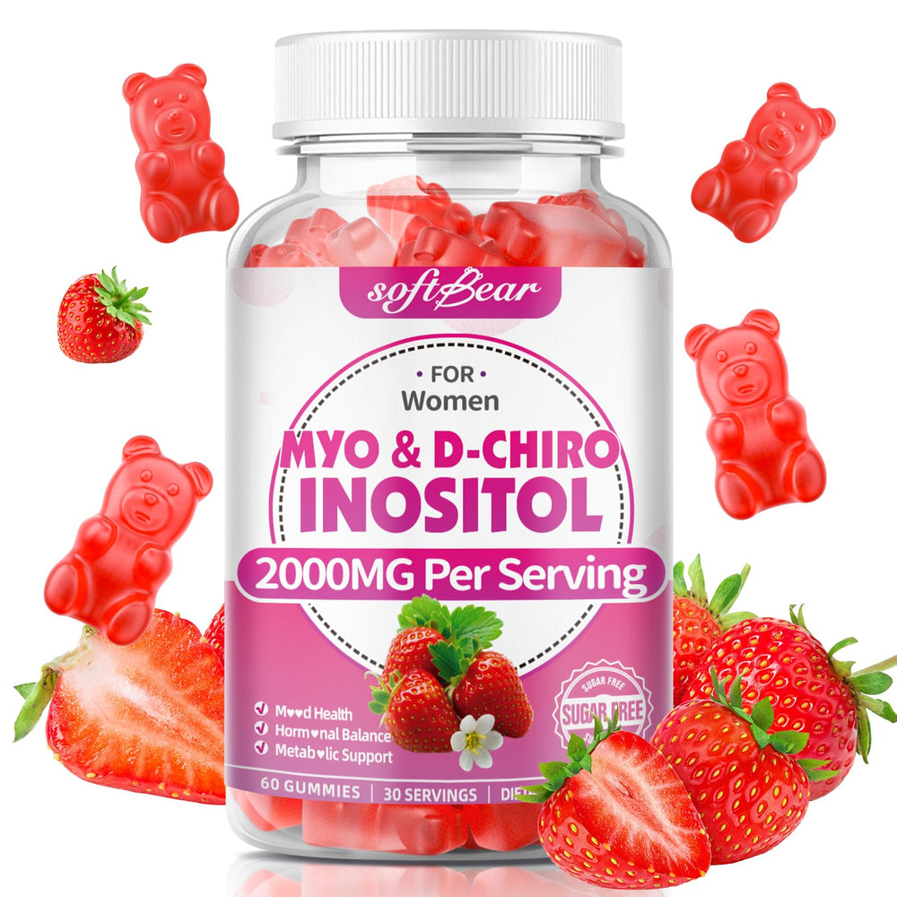 Softbear Inositol strawberry gummies bottle for daily wellness