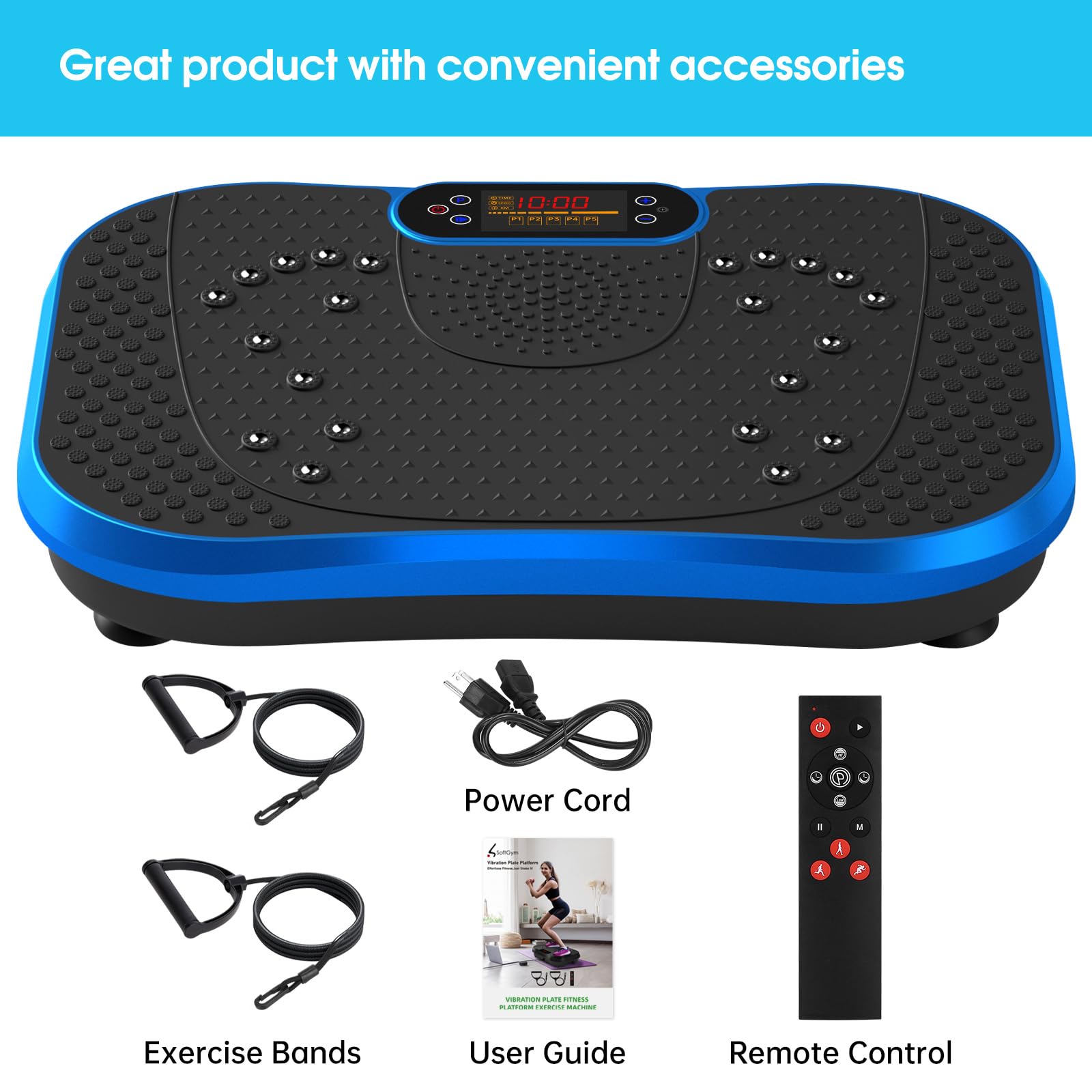 SoftGym vibration plate 450lbs capacity supports diverse users during workouts.