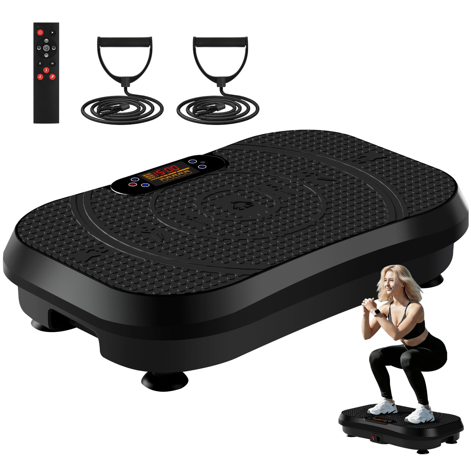 SoftGym vibration plate front view, compact home fitness platform ideal for daily workouts.