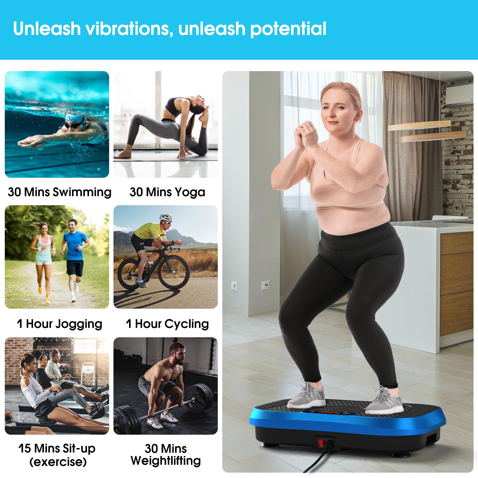 SoftGym vibration plate LED display shows speed and time for easy tracking.