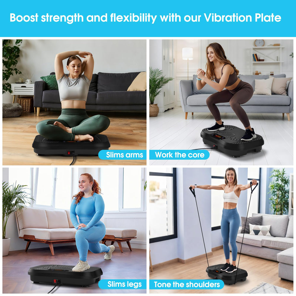 SoftGym vibration plate with non-slip feet for stable, low-noise workouts.