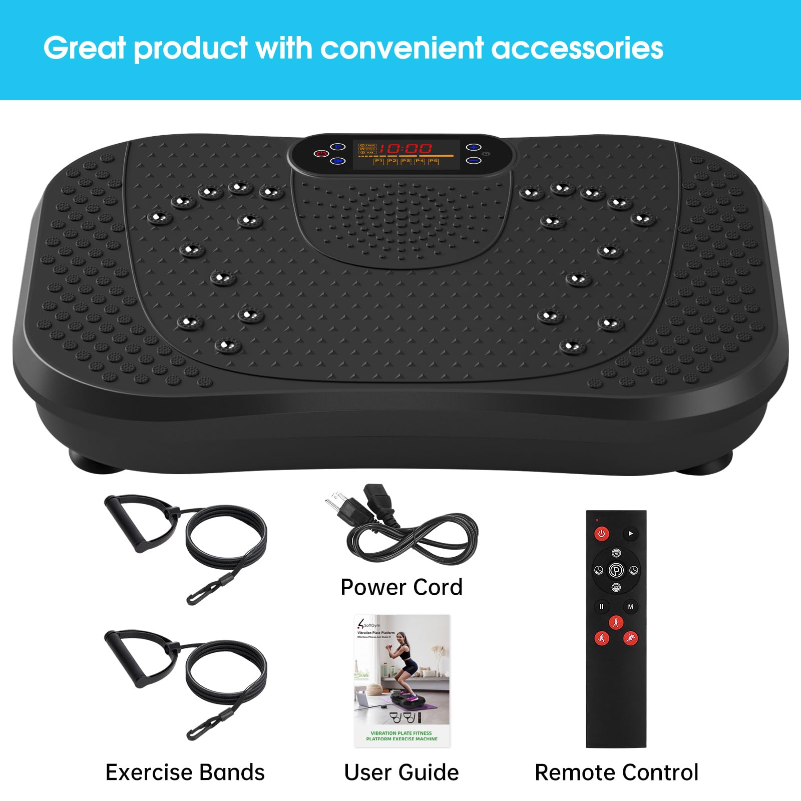 SoftGym vibration plate quiet operation; minimal disruption during home sessions.