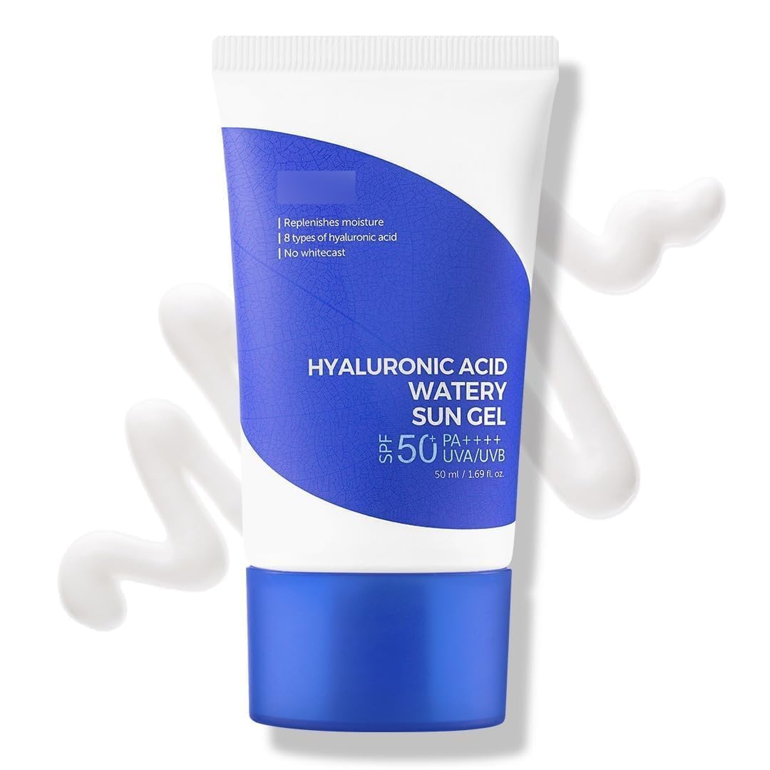 Softiz Hyaluroni'c Acid Watery Sun Gel bottle delivers lightweight hydration and UV protection.