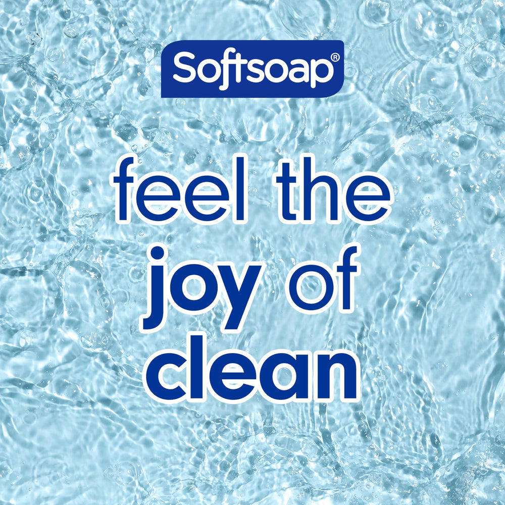 Softsoap Sparkling Pear bottle pour showing convenient handwashing