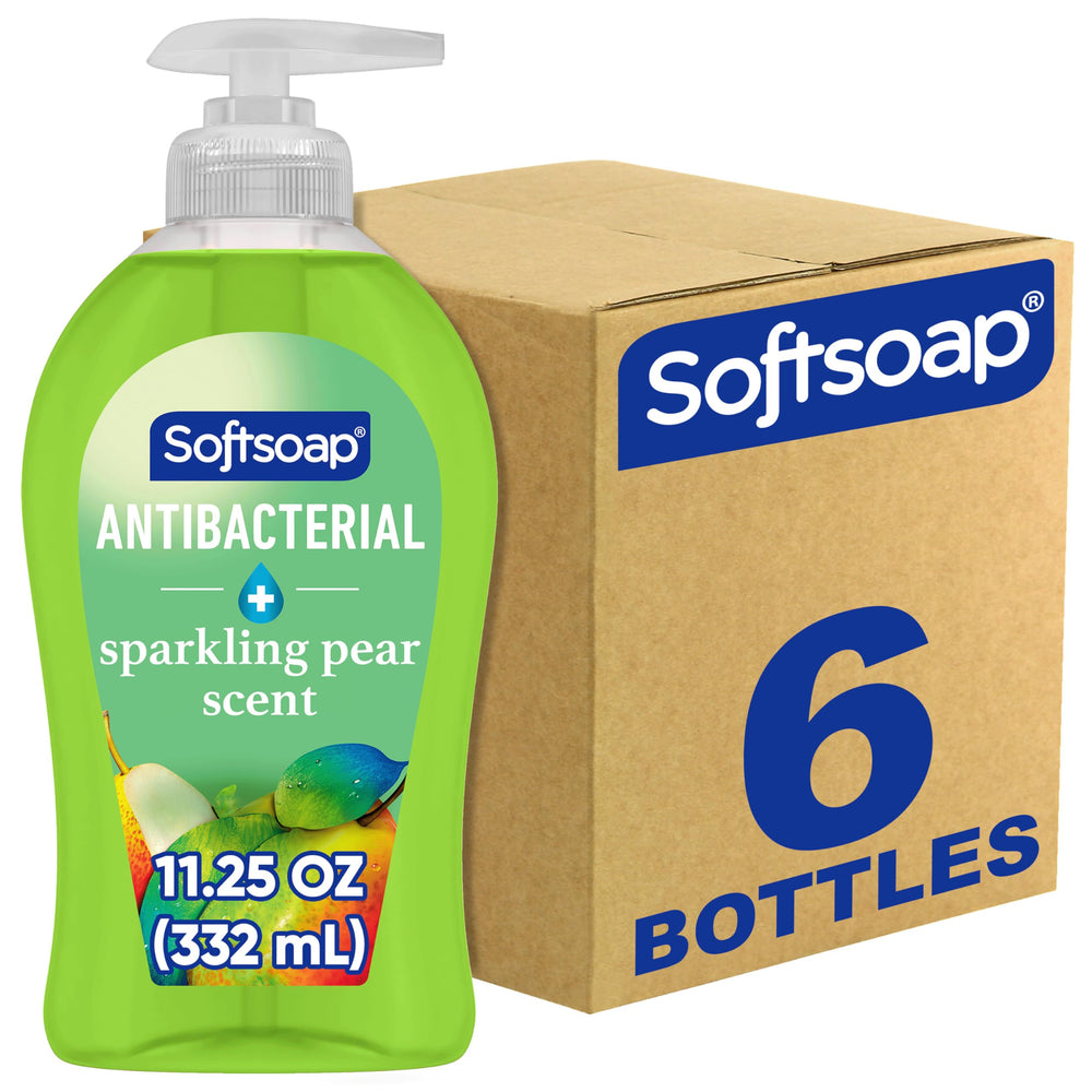 Softsoap Sparkling Pear bundle display with six bottles for easy refills