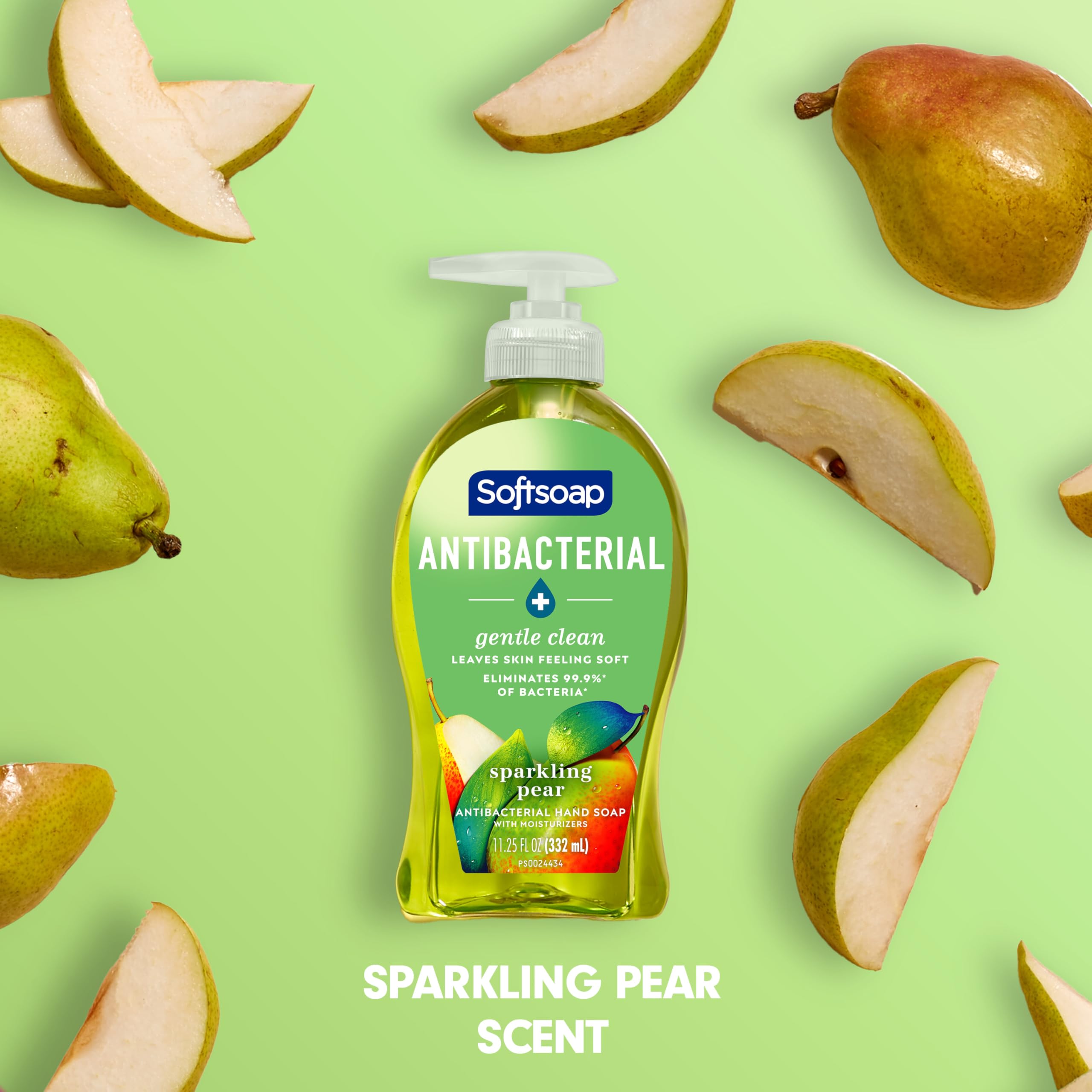 Softsoap Sparkling Pear parabens-free icon emphasizes gentle formula
