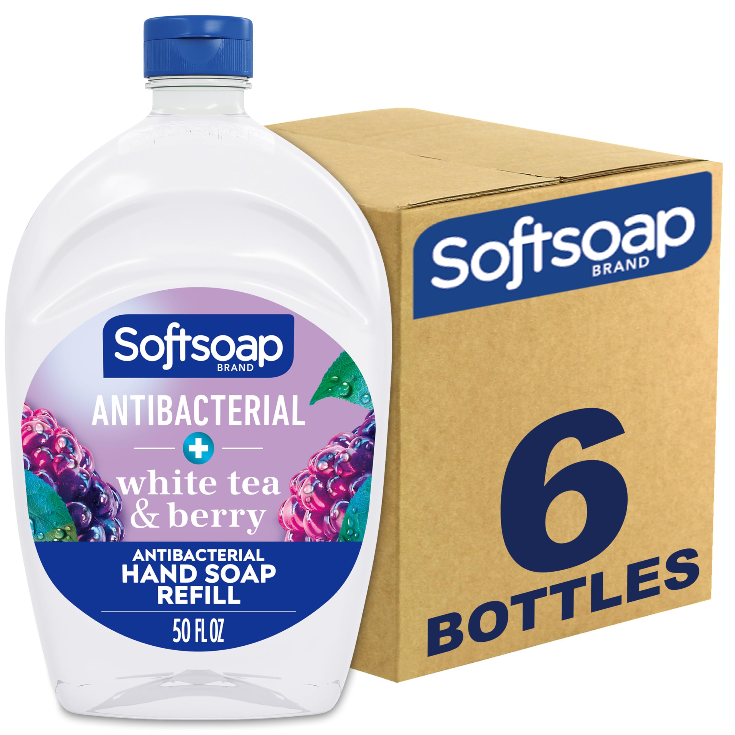 Softsoap White Tea and Berry Fusion refill bottle front for easy bathroom replenishment
