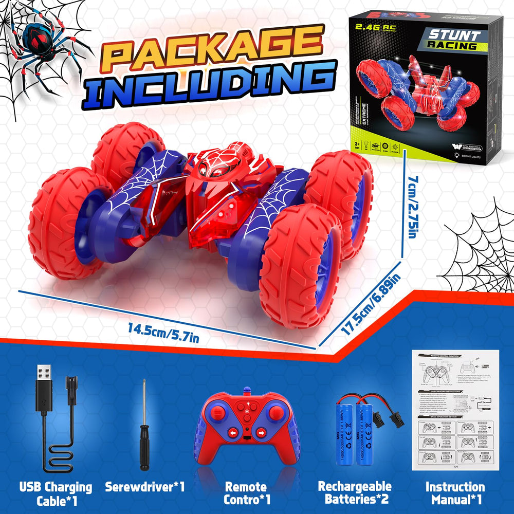 SOGAWEBB Spider RC car gift-package image promoting kid-friendly excitement