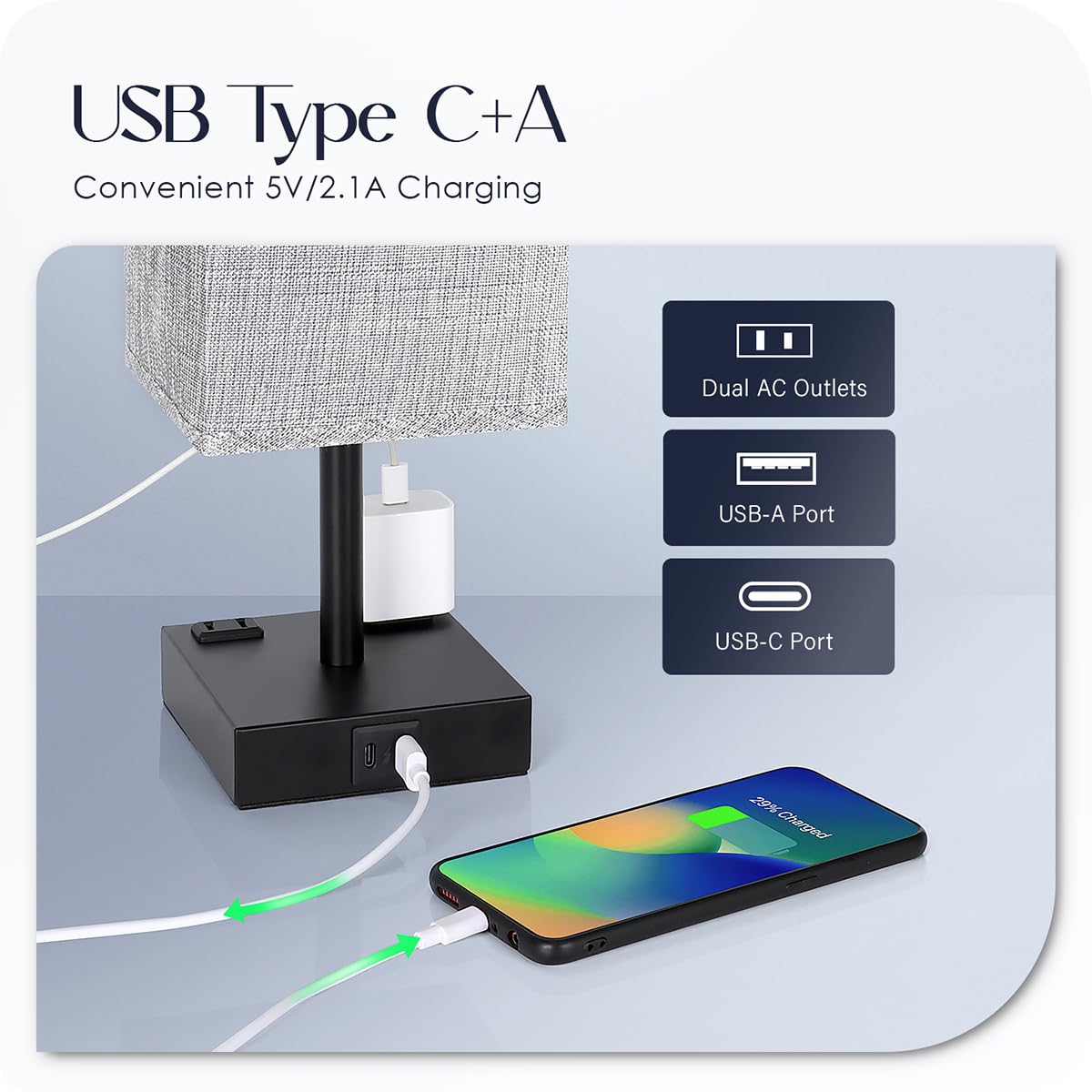 Soilsiu bedside lamp touch control makes brightness changes effortless.
