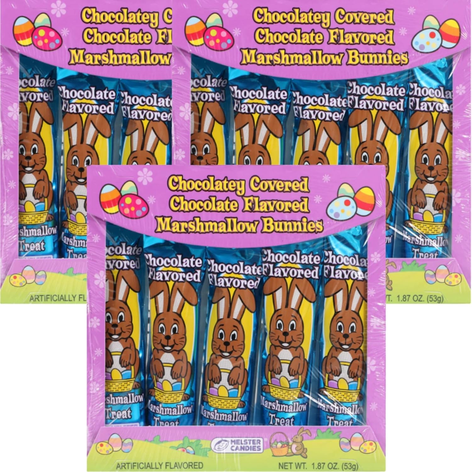 Soko Smiles Chocolatey Marshmallow Bunnies close-up, milk chocolate coating and creamy center.